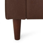 Canapé 3 places en similicuir marron foncé avec pieds en bois