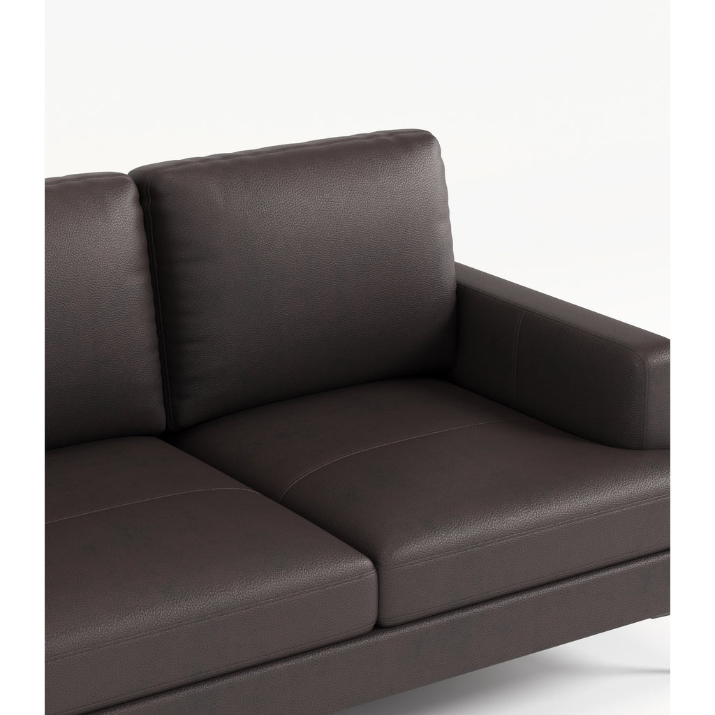 Canapé 3 places en cuir véritable marron foncé avec chargeur USB