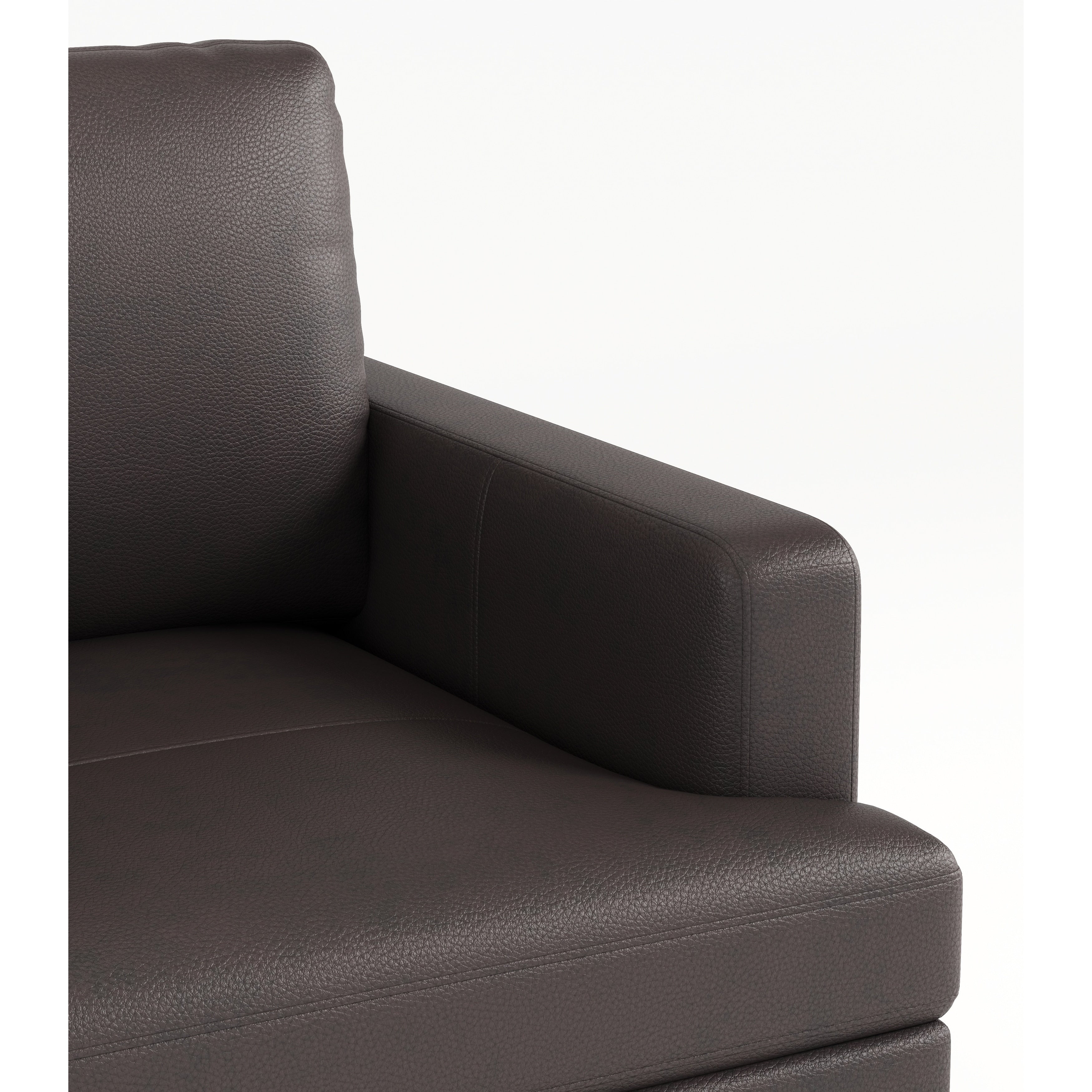 Canapé 3 places en cuir véritable marron foncé avec chargeur USB