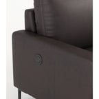 Canapé 3 places de luxe en cuir véritable marron foncé 77 avec chargeur USB pour le salon