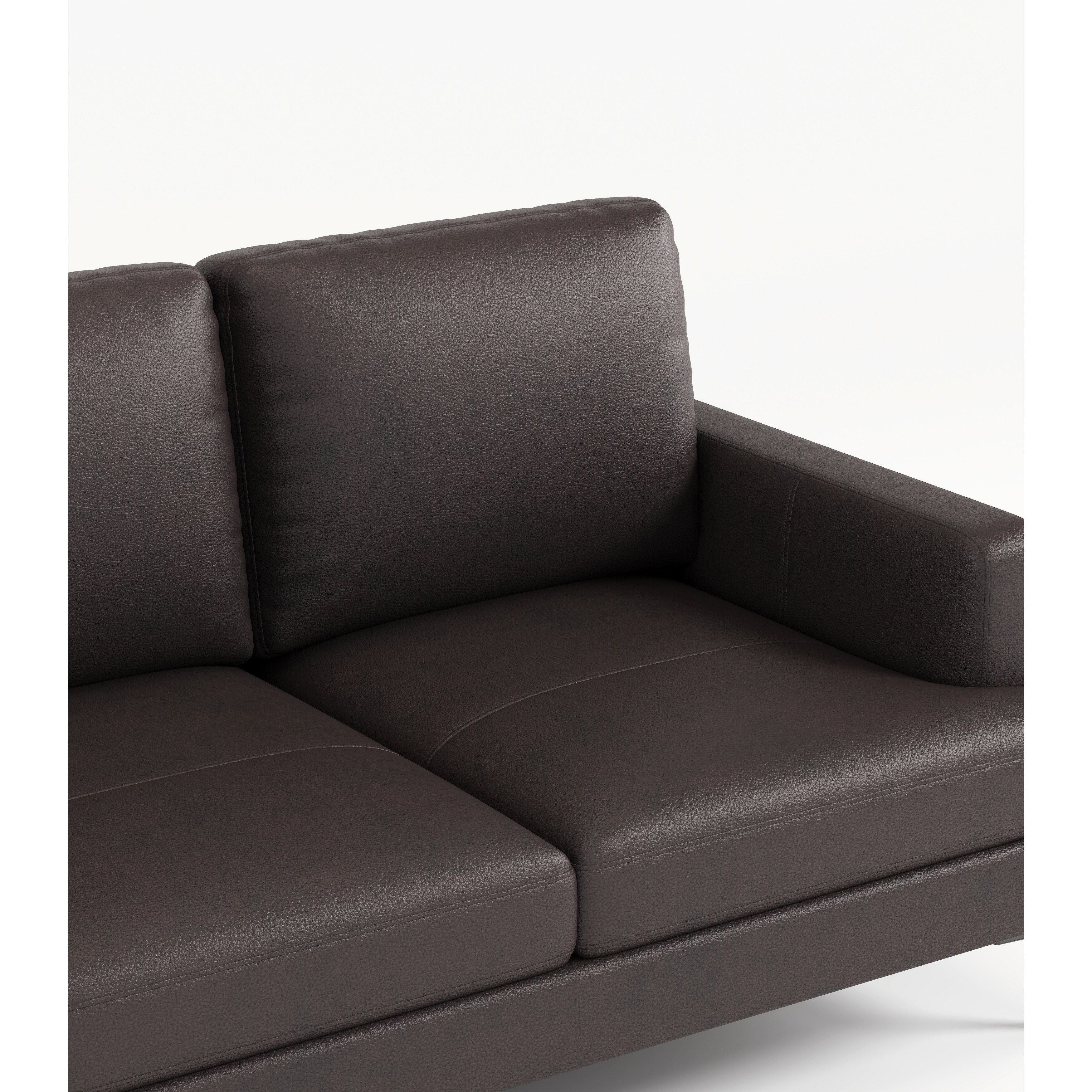 Canapé 3 places de luxe en cuir véritable marron foncé 77 avec chargeur USB pour le salon