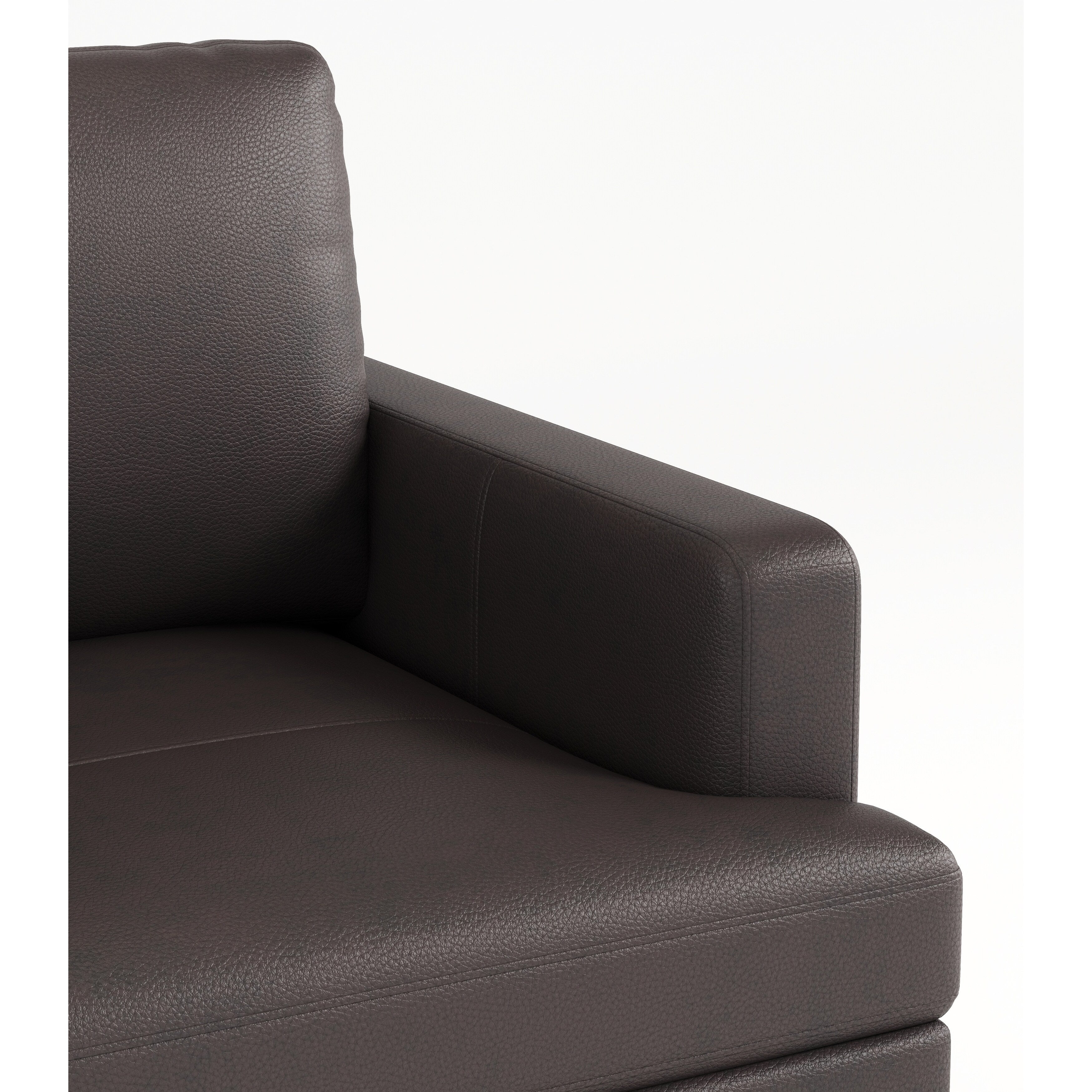 Canapé 3 places de luxe en cuir véritable marron foncé 77 avec chargeur USB pour le salon