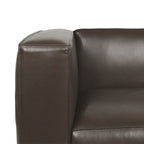 Canapé 3 places marron foncé avec accoudoirs en smoking et pieds en bois de bouleau