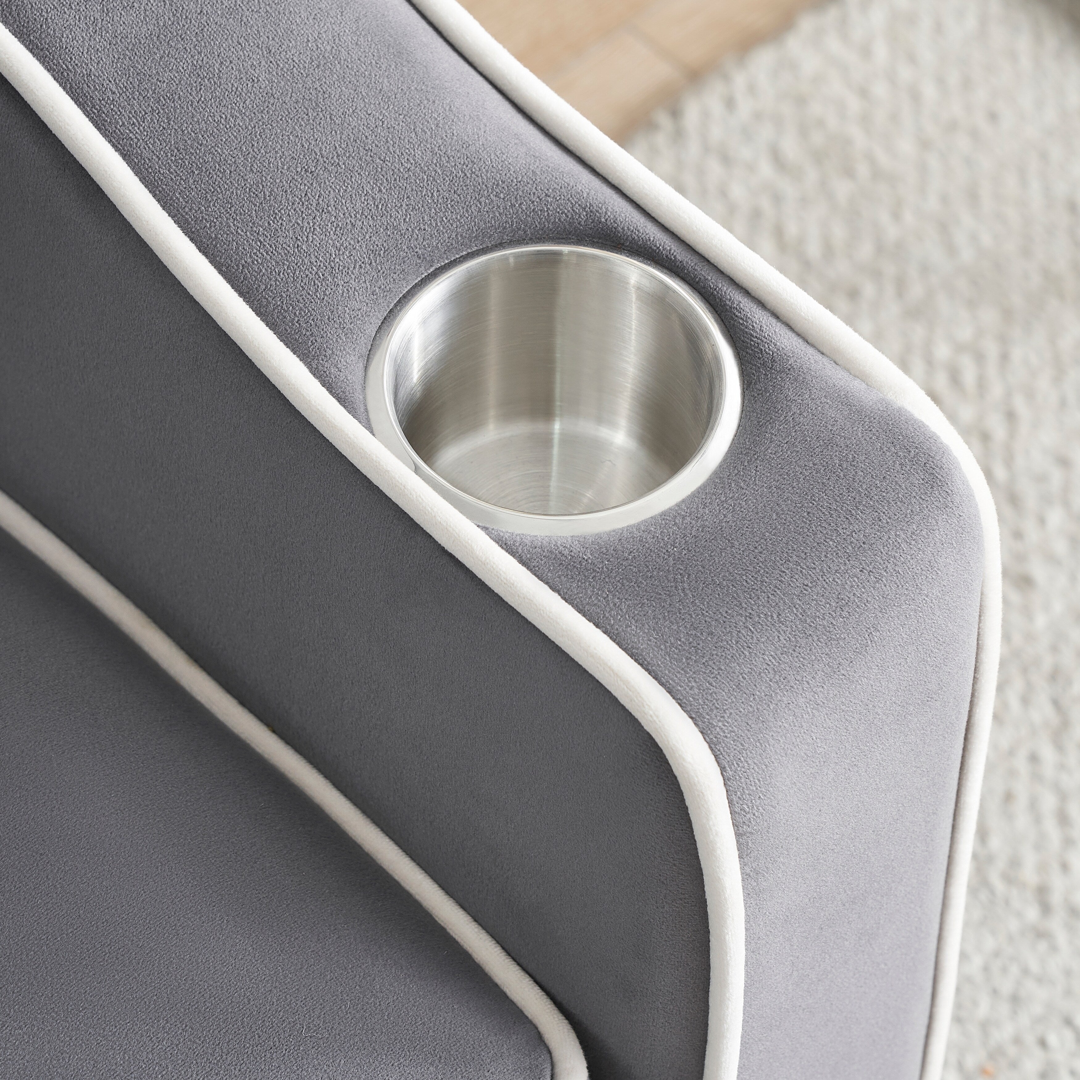 Canapé-lit simple convertible gris foncé avec port de chargement USB