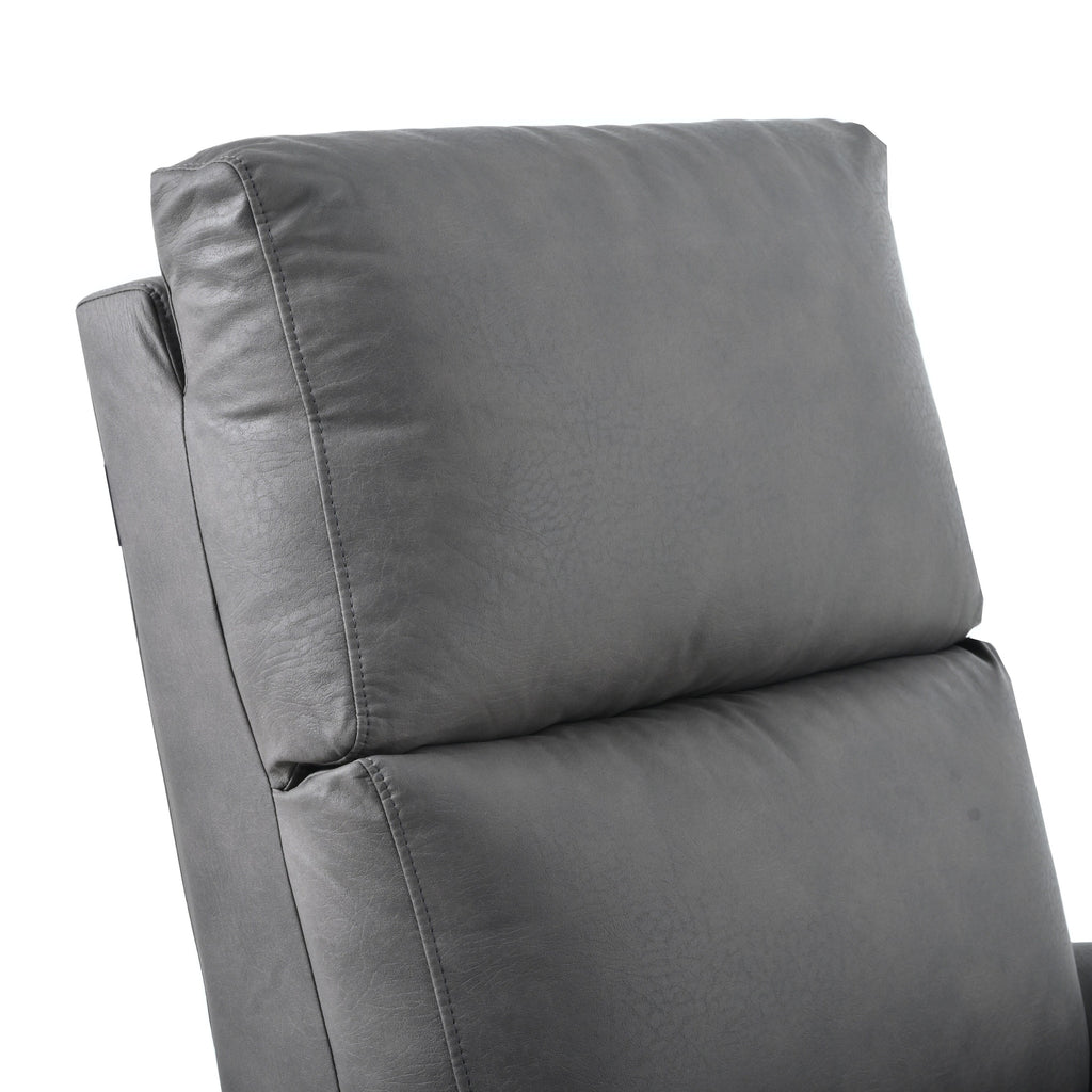 Fauteuil inclinable électrique en similicuir gris foncé avec ports USB et coussin épais pour le salon