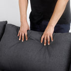 Canapé 3 places amovible en lin gris foncé avec structure en métal