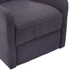 Fauteuil inclinable manuel pivotant à 360° en lin gris foncé avec dossier capitonné et repose-pieds pour salon et chambre