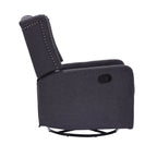 Fauteuil inclinable manuel pivotant à 360° en lin gris foncé avec dossier capitonné et repose-pieds pour salon et chambre