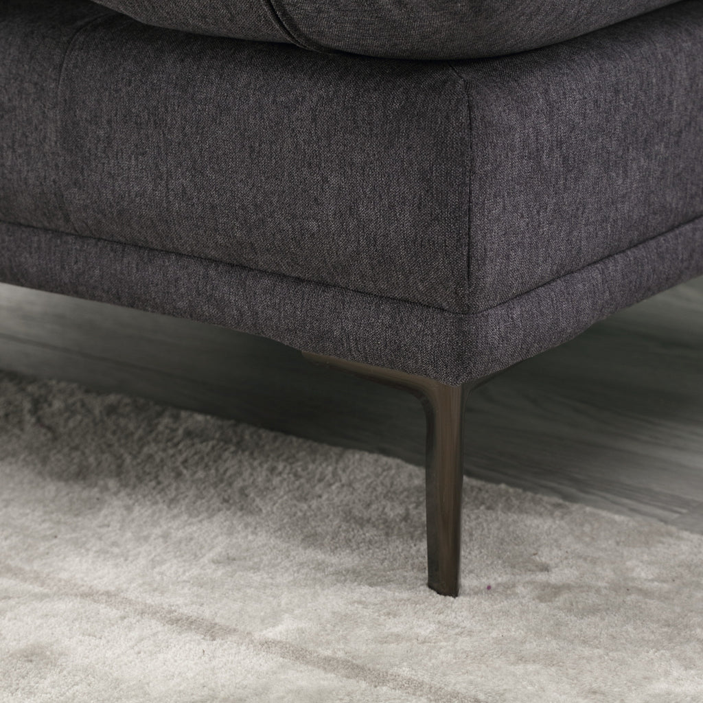 Canapé causeuse en lin gris foncé avec accoudoirs réglables