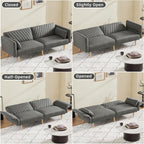 Canapé-lit convertible gris foncé avec coussins