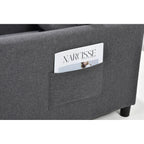 Canapé-lit convertible 3 en 1 gris foncé moderne de 27,5 pouces avec dossier réglable et oreiller pour le salon