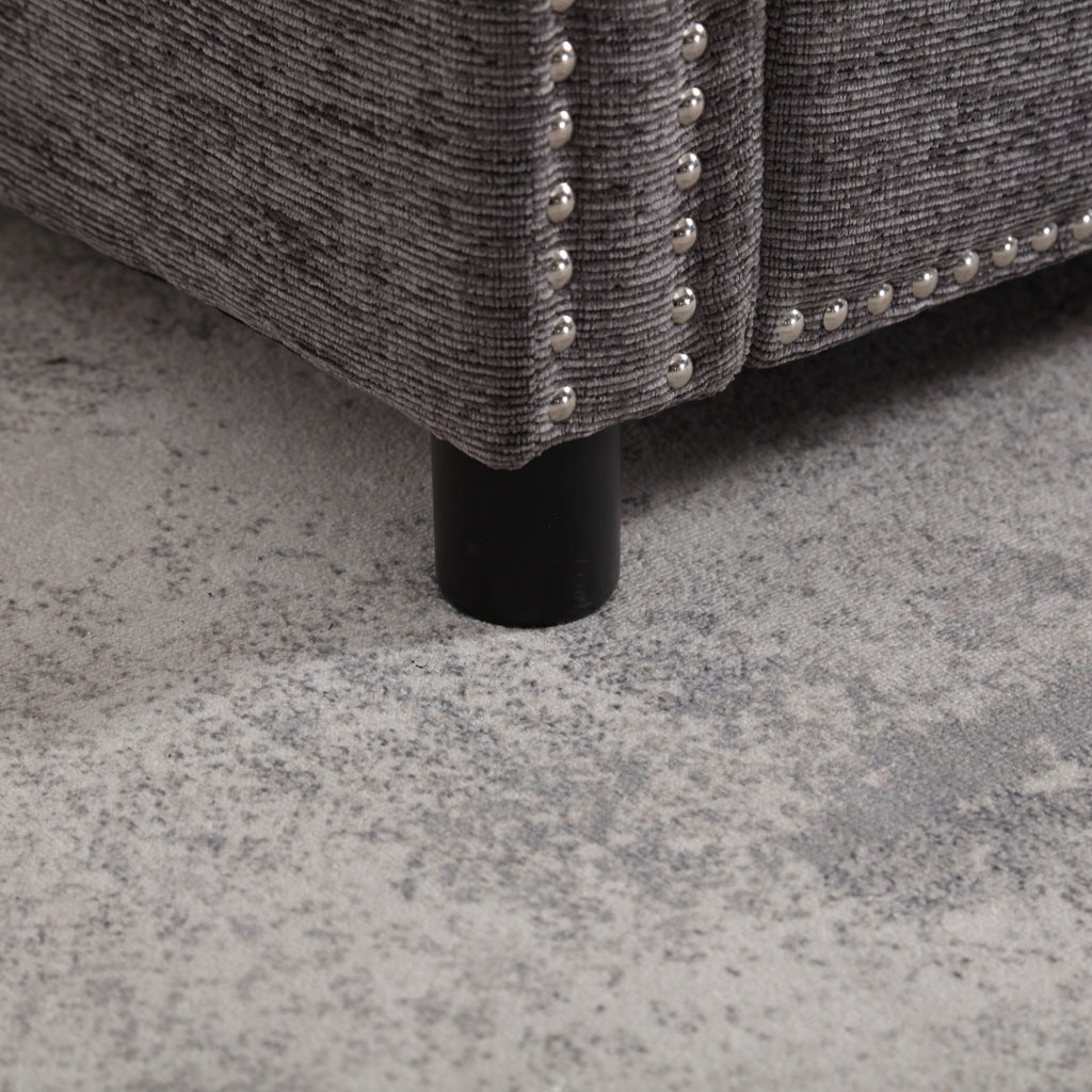Canapé causeuse gris foncé moderne 52,36 pouces en chenille avec poche et clous pour le salon