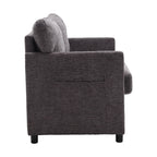 Canapé causeuse gris foncé moderne 52,36 pouces en chenille avec poche et clous pour le salon