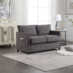 Canapé causeuse gris foncé moderne 52,36 pouces en chenille avec poche et clous pour le salon
