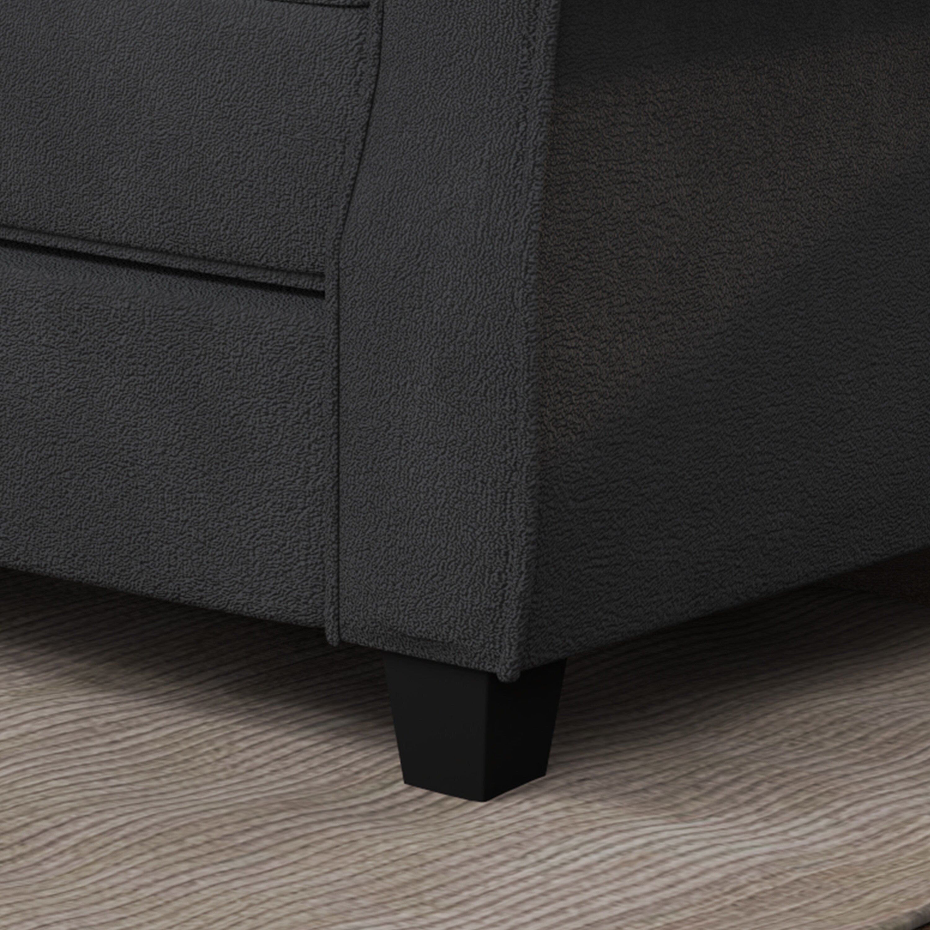 Canapé causeuse moderne gris foncé 56,3" avec accoudoirs ronds et cadre en bois massif pour salon