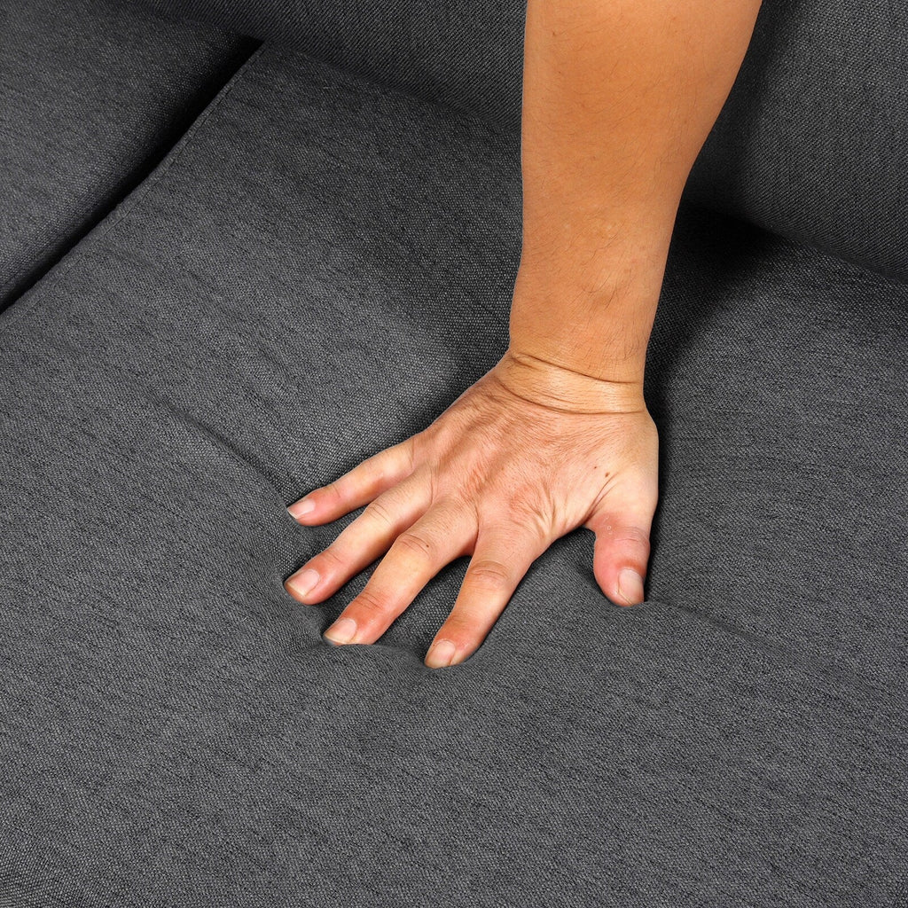 Canapé 3 places moderne gris foncé en lin 65,55 $ avec structure en métal et coussins pour le salon