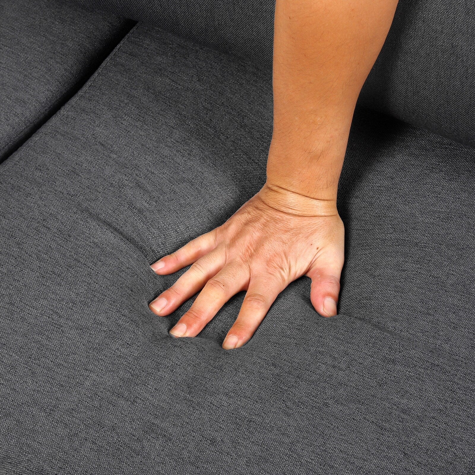 Canapé 3 places moderne gris foncé en lin 65,55 $ avec structure en métal et coussins pour le salon