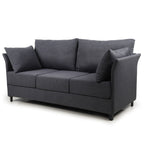 Canapé 3 places moderne gris foncé en lin 65,55 $ avec structure en métal et coussins pour le salon