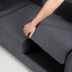 Canapé 3 places moderne gris foncé en lin 65,55 $ avec structure en métal et coussins pour le salon