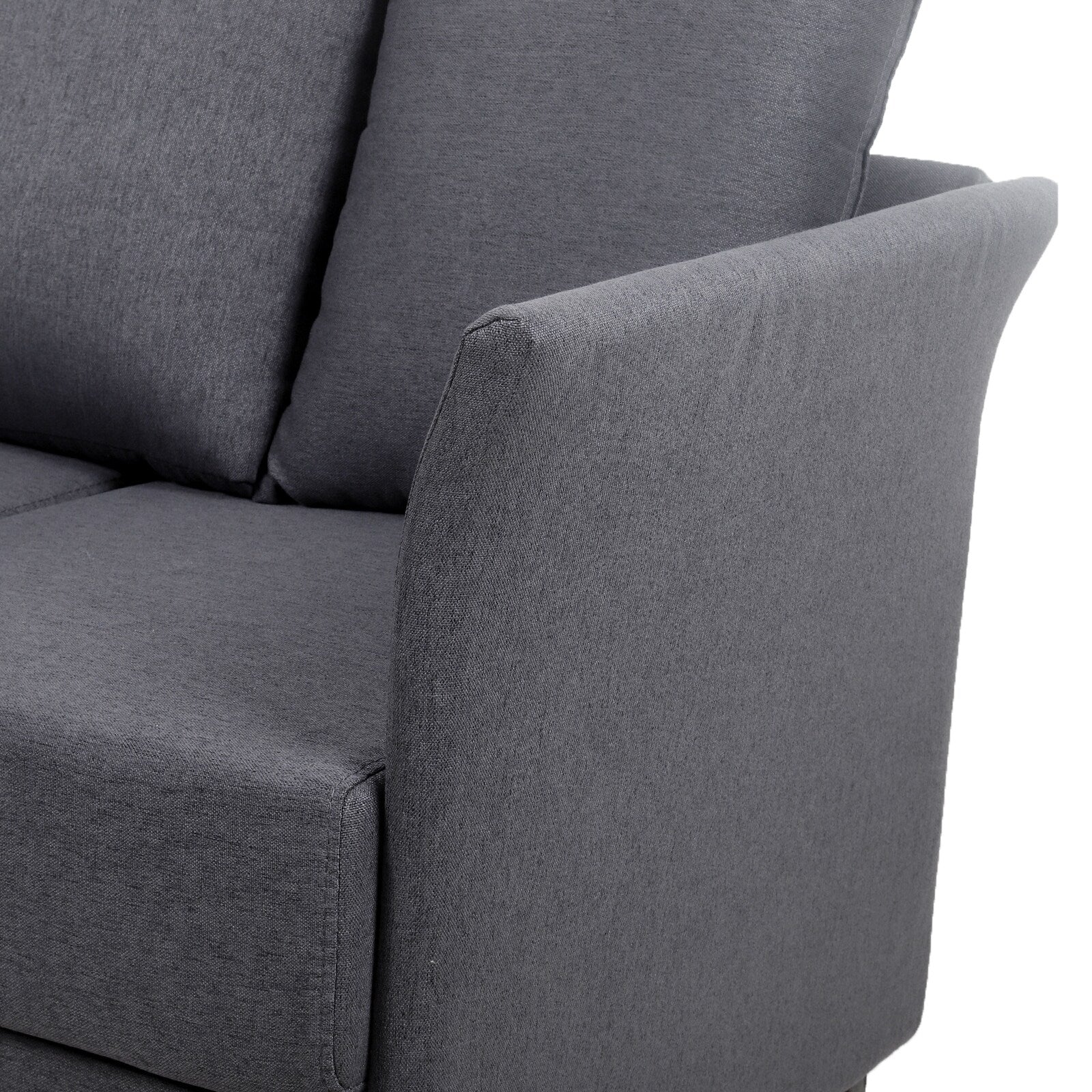 Canapé 3 places moderne gris foncé en lin 65,55 $ avec structure en métal et coussins pour le salon