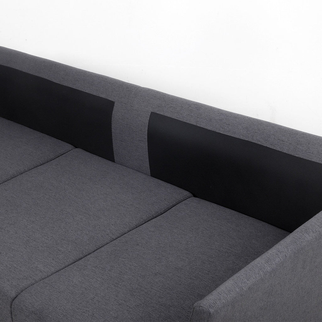 Canapé 3 places moderne gris foncé en lin 65,55 $ avec structure en métal et coussins pour le salon