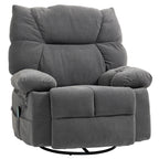 Fauteuil inclinable manuel pivotant à 360°, rembourré en chenille gris foncé surdimensionné, avec massage par vibration et chauffage lombaire