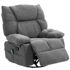 Fauteuil inclinable manuel pivotant à 360°, rembourré en chenille gris foncé surdimensionné, avec massage par vibration et chauffage lombaire