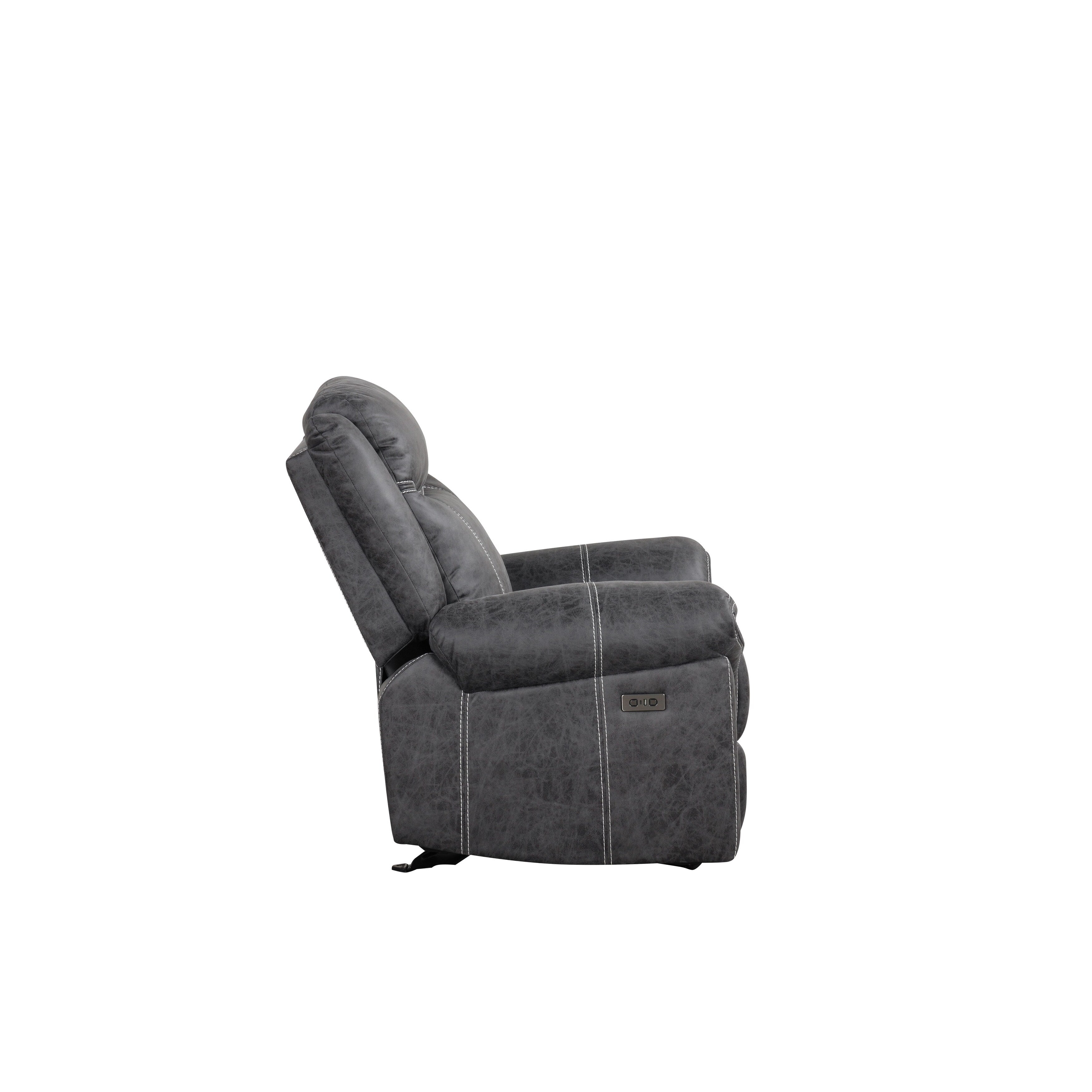 Fauteuil inclinable électrique en microfibre polie gris foncé