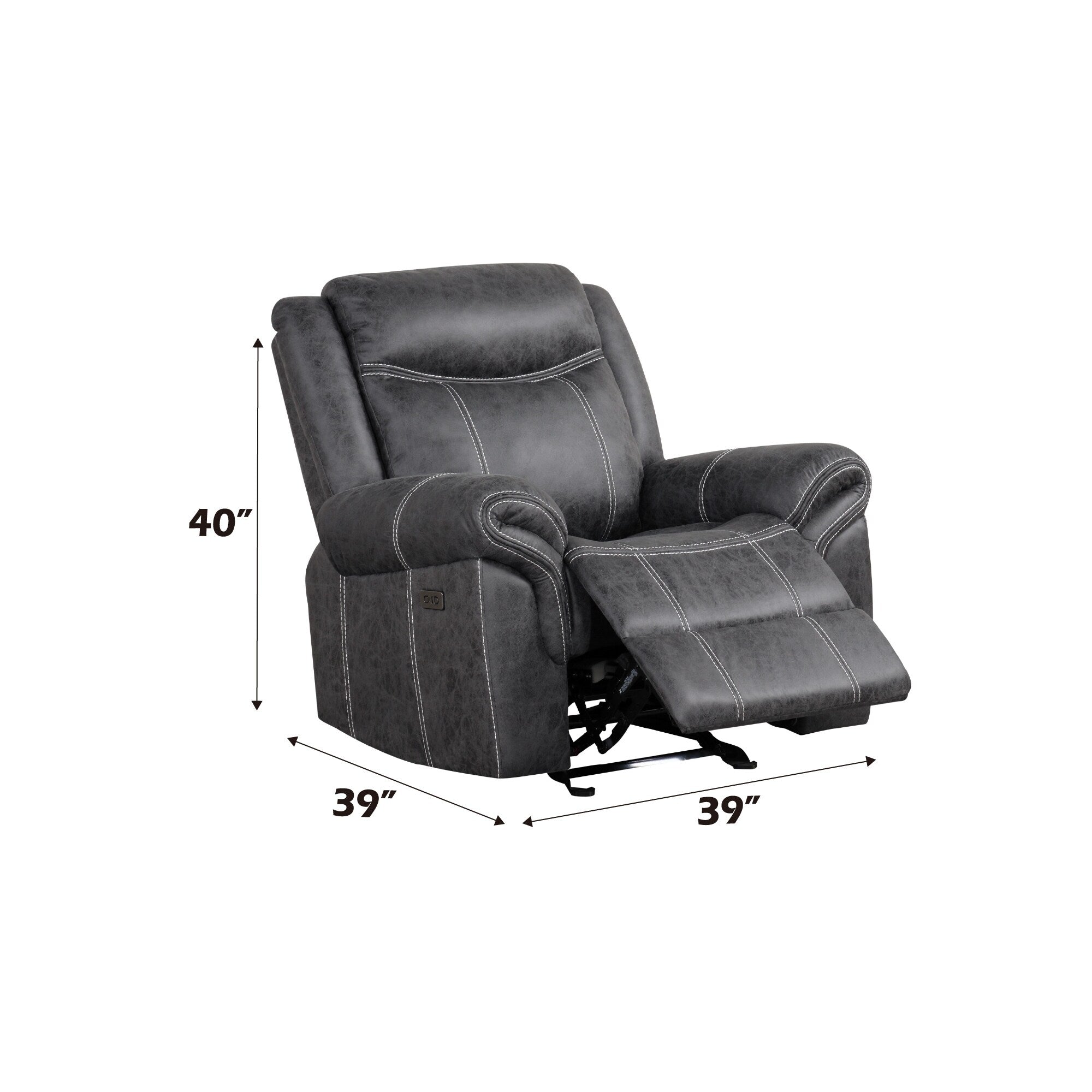 Fauteuil inclinable électrique en microfibre polie gris foncé