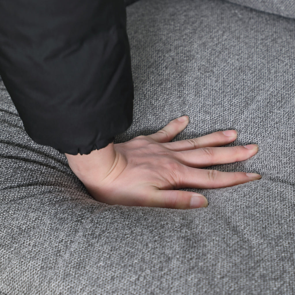 Canapé 3 places en chenille douce gris foncé avec structure en bois massif - 34,40 x 84,60 x 33,85