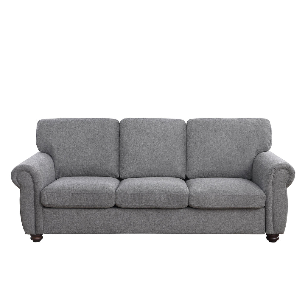 Canapé 3 places en chenille douce gris foncé avec structure en bois massif - 34,40 x 84,60 x 33,85