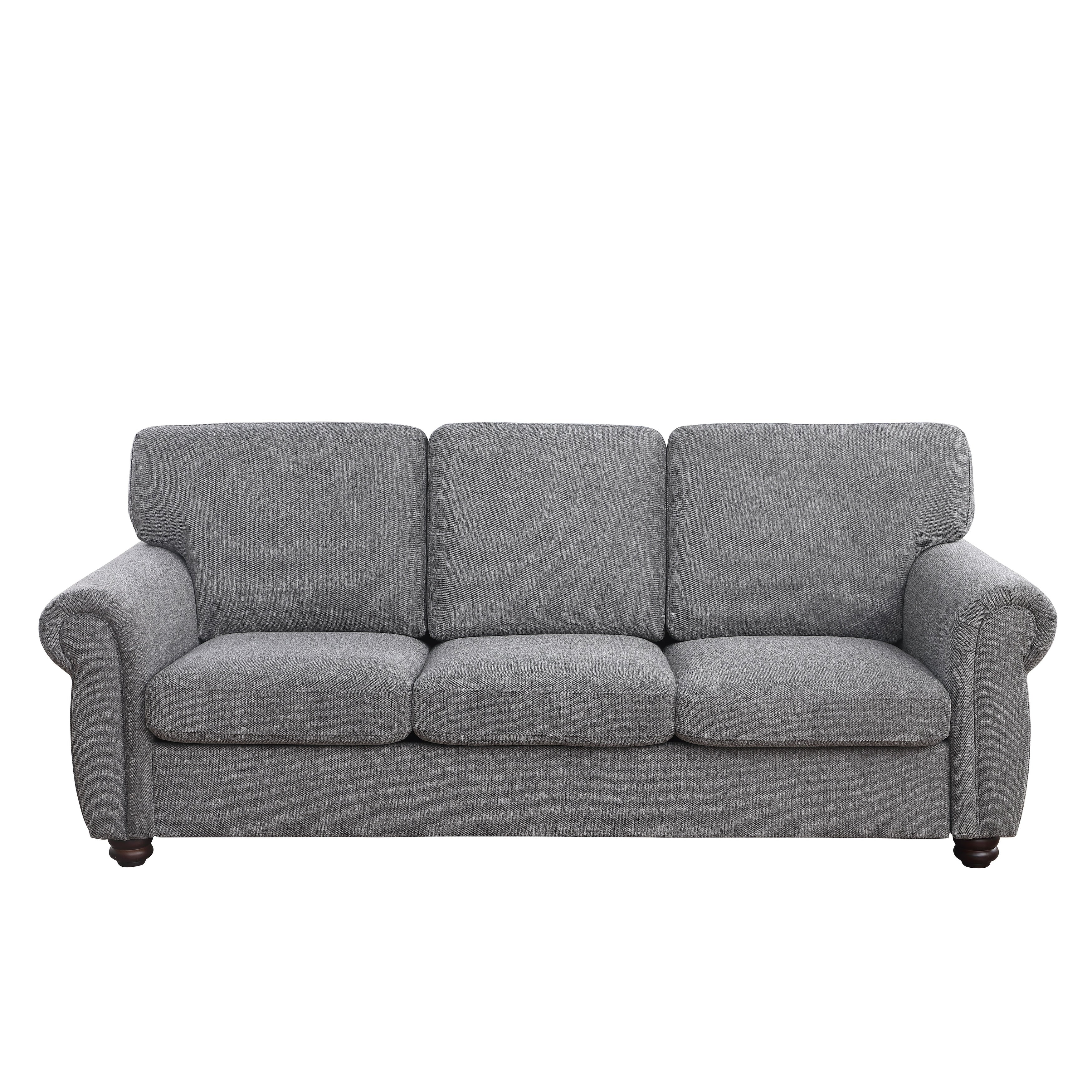 Canapé 3 places en chenille douce gris foncé avec structure en bois massif - 34,40 x 84,60 x 33,85