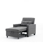 Canapé convertible 3 en 1 en lin gris foncé 68.12 avec ports USB et tissu résistant à l'usure pour le salon