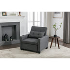 Canapé convertible 3 en 1 en lin gris foncé 68.12 avec ports USB et tissu résistant à l'usure pour le salon