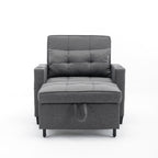 Canapé convertible 3 en 1 en lin gris foncé 68.12 avec ports USB et tissu résistant à l'usure pour le salon