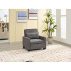 Canapé convertible 3 en 1 gris foncé 68.12 Tech Clothr avec ports USB et tissu résistant à l'usure pour le salon