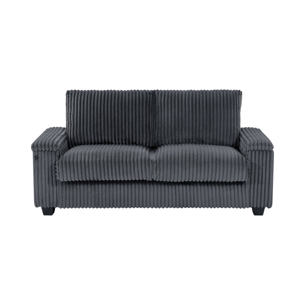 Canapé causeuse en tissu gris foncé 71 avec accoudoir carré de rangement et port USB pour le salon