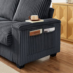 Canapé causeuse en tissu gris foncé 71 avec accoudoir carré de rangement et port USB pour le salon