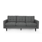 Canapé 3 places capitonné gris foncé avec pieds en bois de bouleau