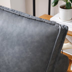 Canapé-lit gigogne ottoman en similicuir gris foncé avec dossier réglable