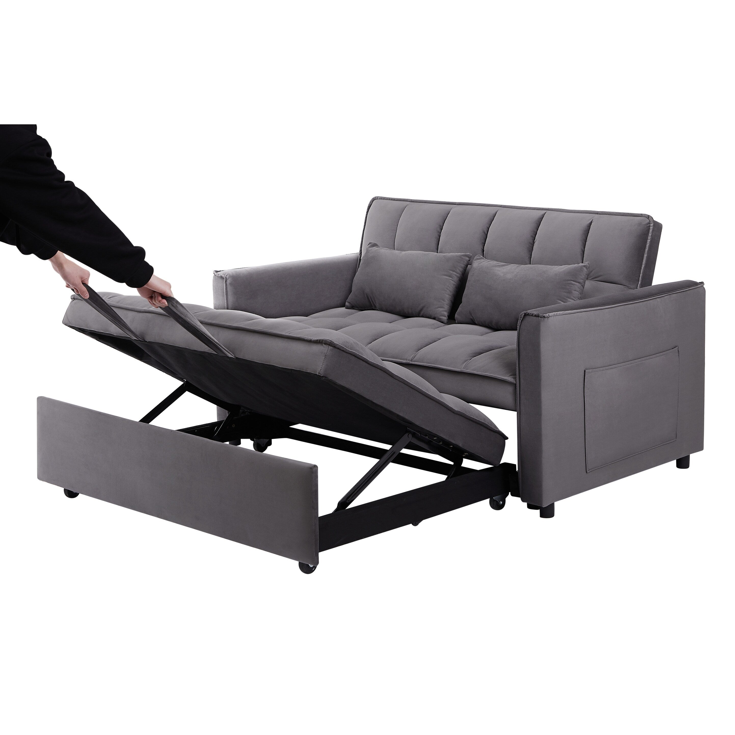 Canapé-lit gris foncé avec sac de rangement