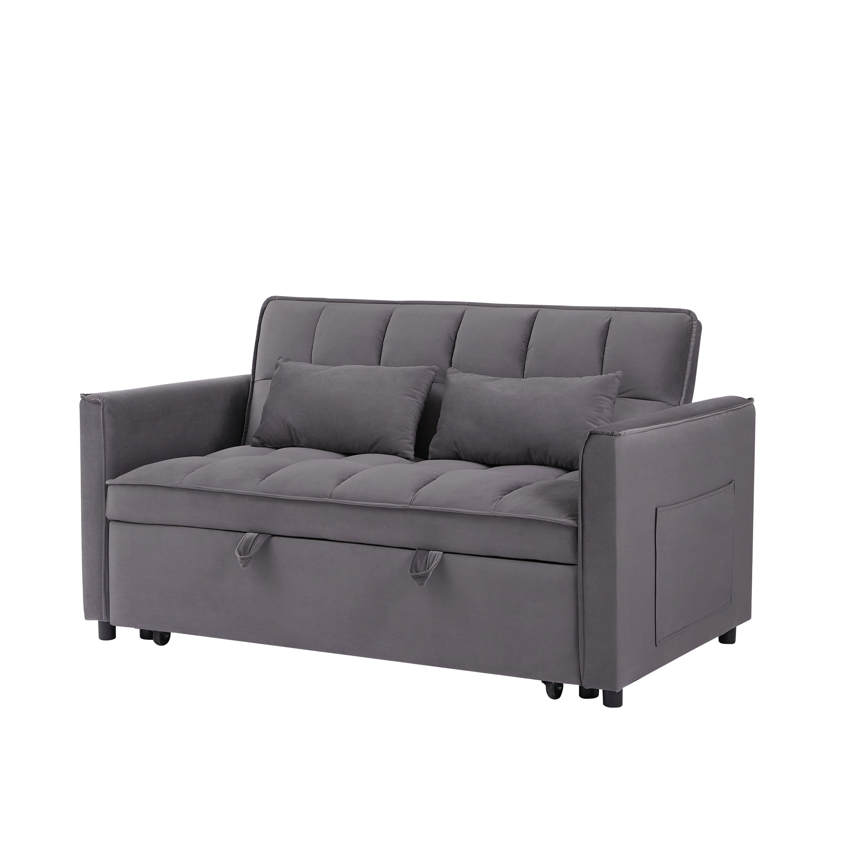 Canapé-lit gris foncé avec sac de rangement