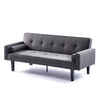 Canapé-lit futon 3 places convertible gris foncé moderne 71,65 avec pieds en bois massif et oreillers pour le salon