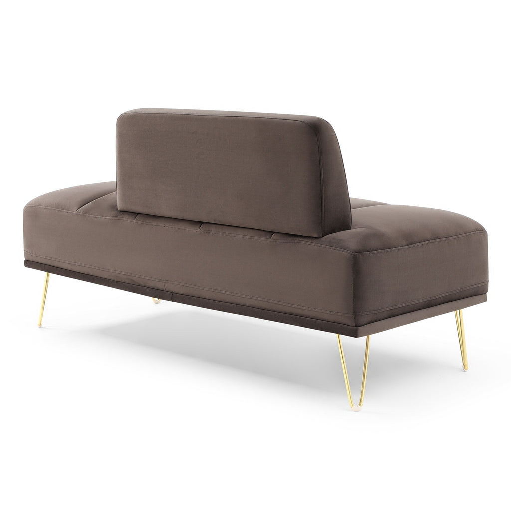 Banc causeuse rembourré gris foncé avec pieds dorés