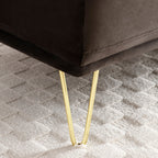 Banc causeuse rembourré gris foncé avec pieds dorés