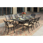 Ensemble de salle à manger rectangulaire 9 pièces Darlee Ocean View en fonte d'aluminium bronze antique