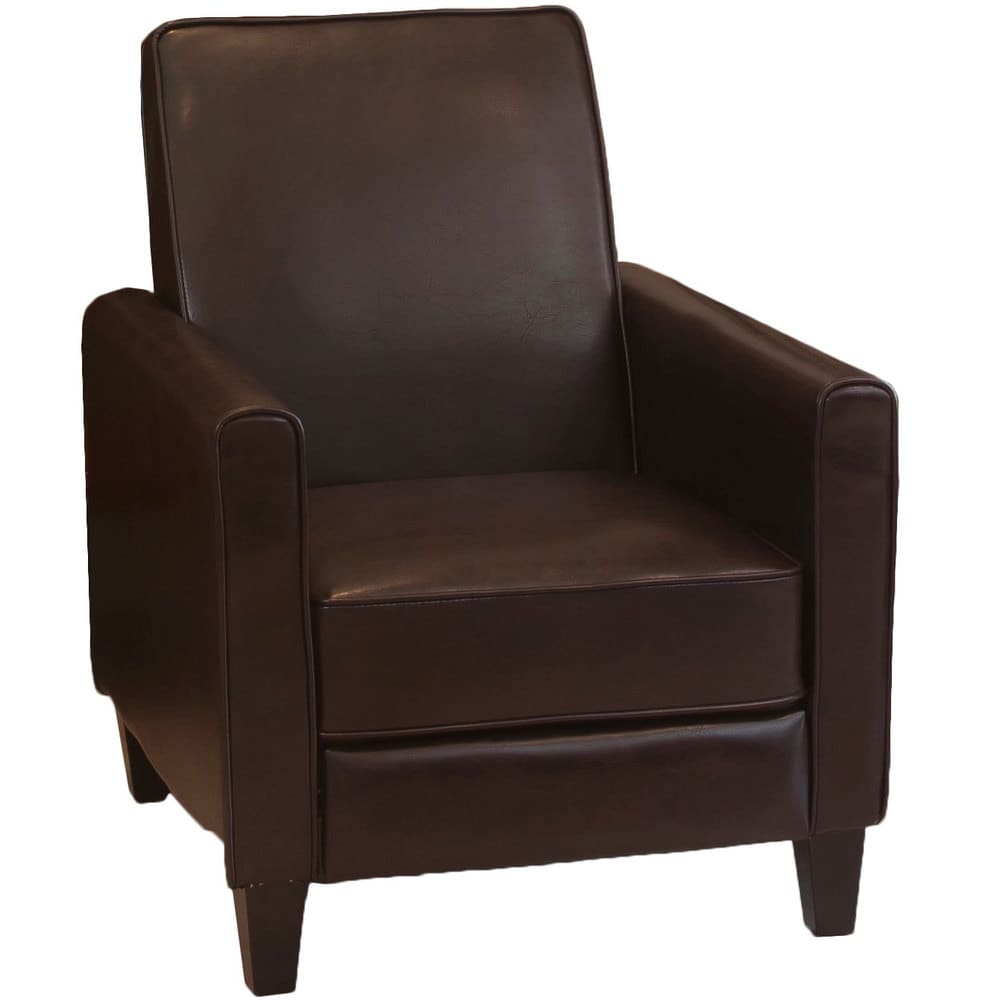 Fauteuil club inclinable Darvis en cuir reconstitué noir par Christopher Knight Home