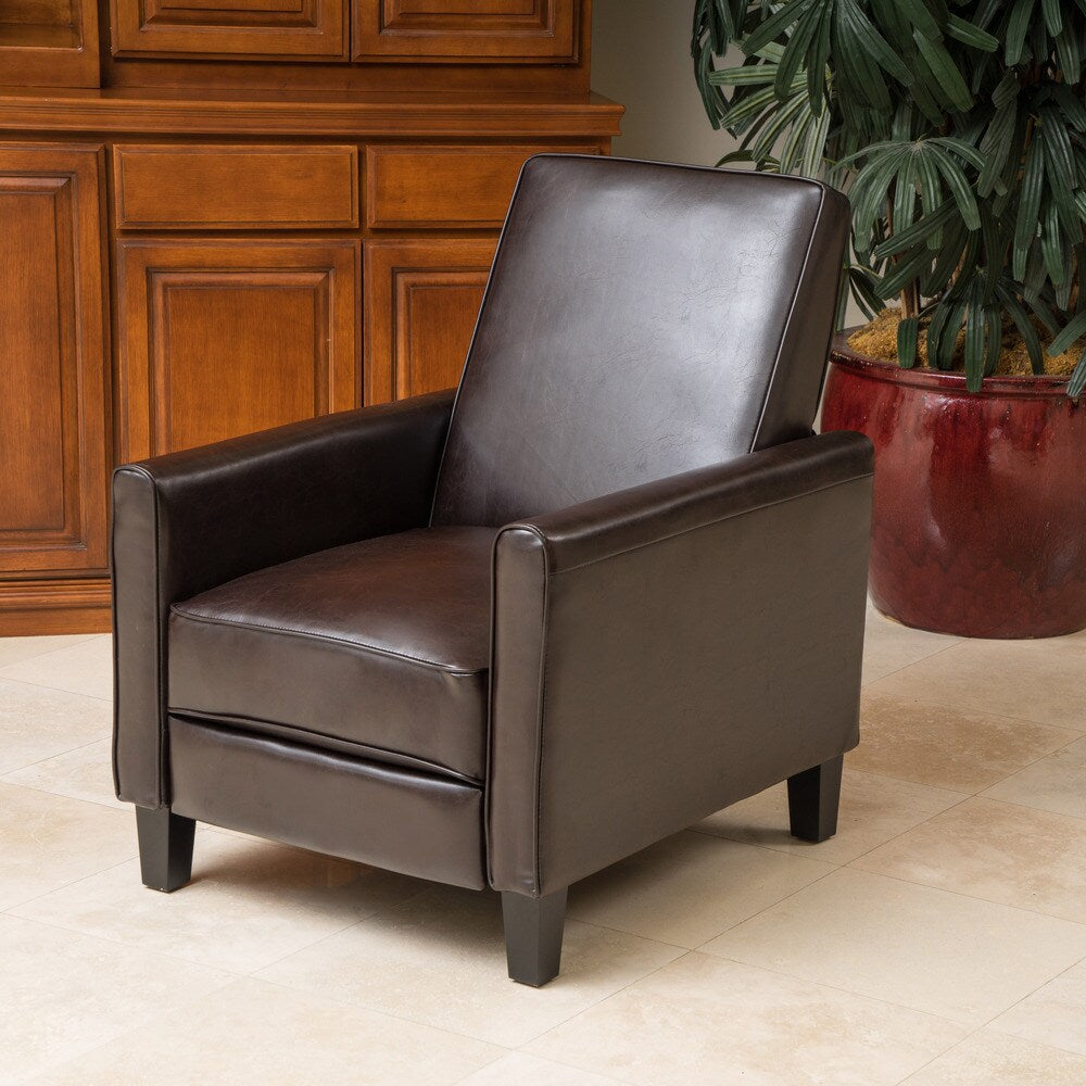 Fauteuil club inclinable Darvis en cuir reconstitué noir par Christopher Knight Home