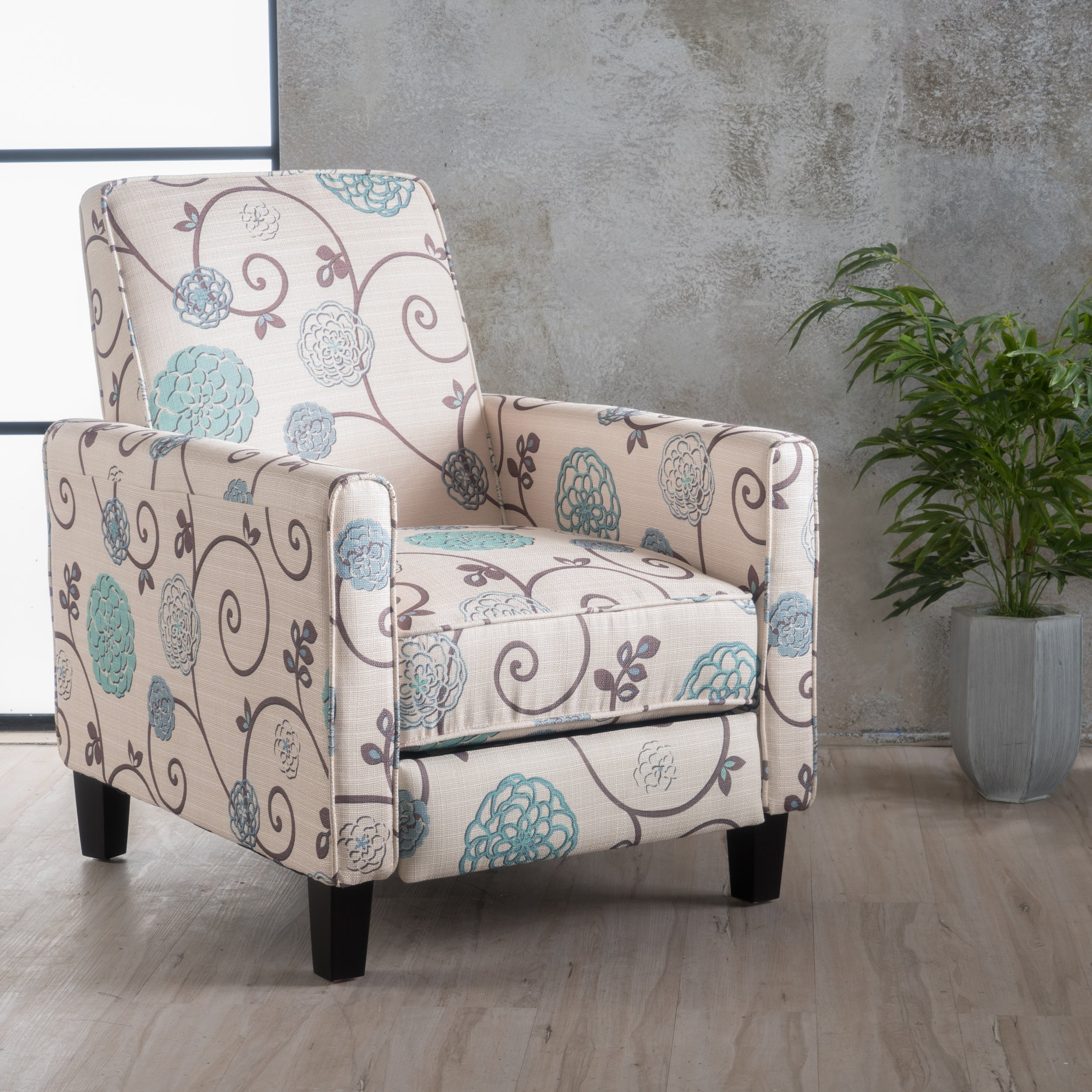 Fauteuil club inclinable à motif floral Darvis par Christopher Knight Home