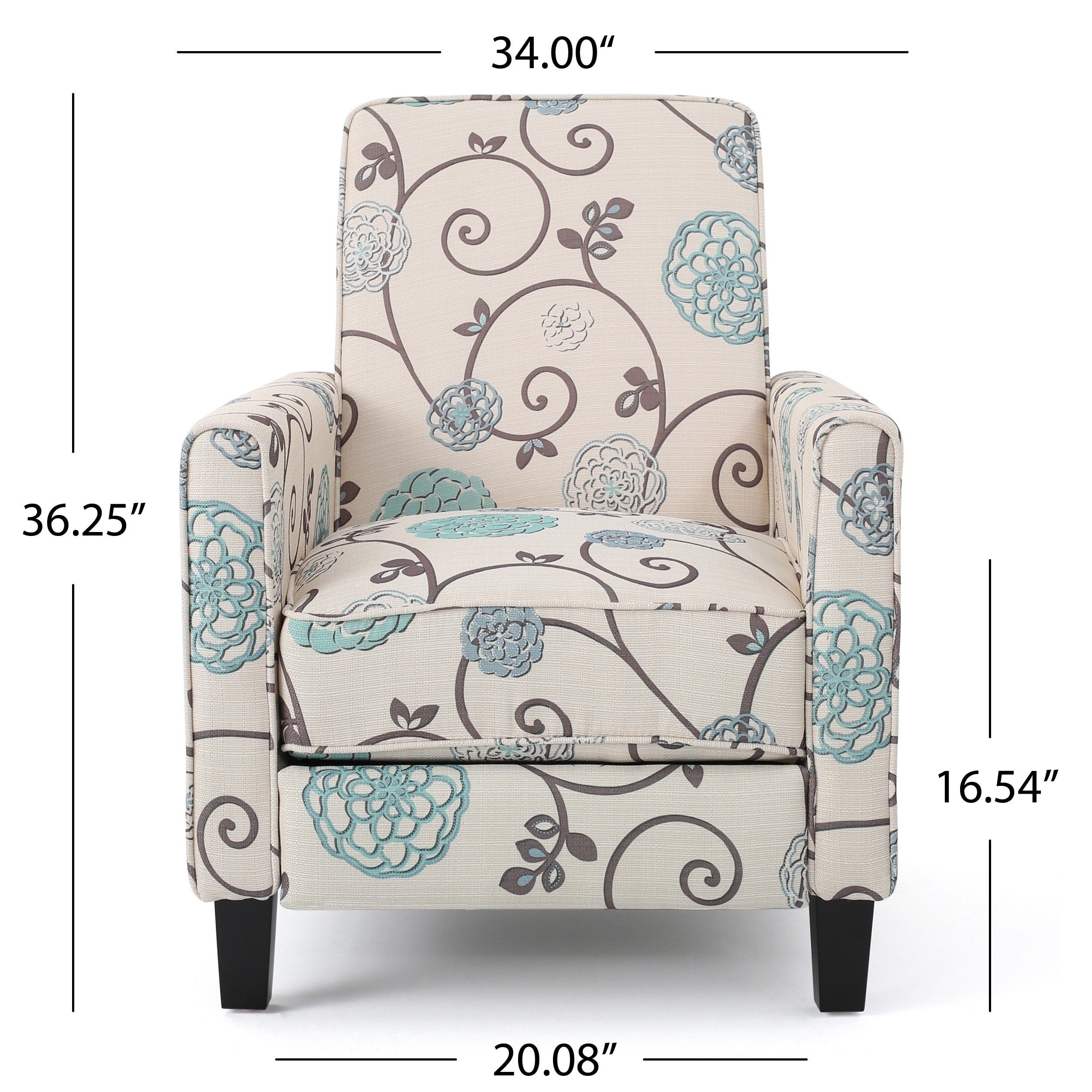Fauteuil club inclinable à motif floral Darvis par Christopher Knight Home